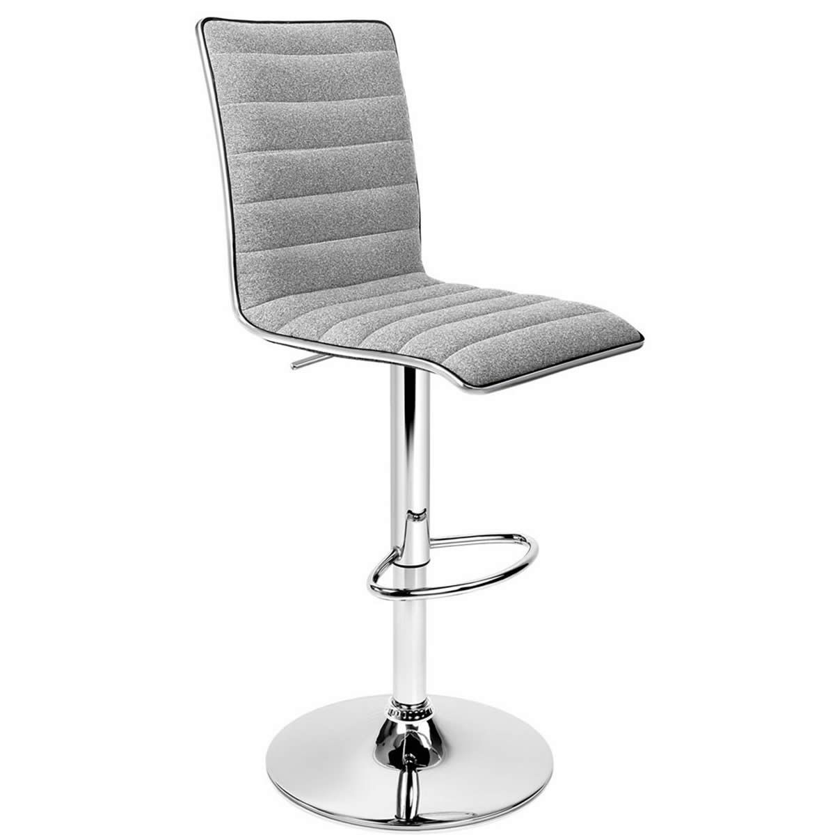 Set of 2 Fabric Bar Stools Grey Crazy Sales