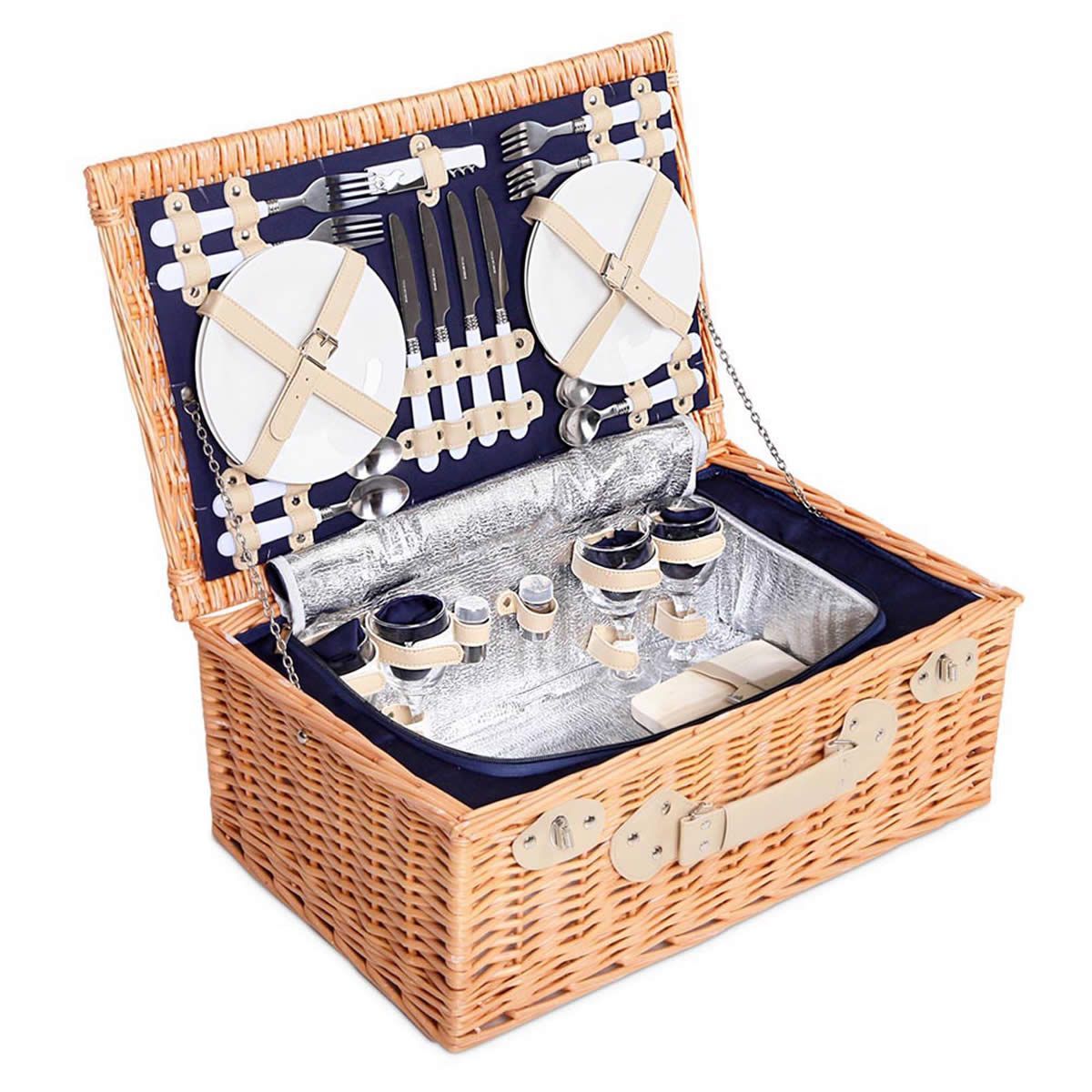 Alfresco 4 Person Picnic Basket Set Insulated Blanket