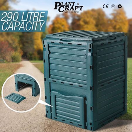 Aerated Garden Compost Recycling Bin 290L - Green