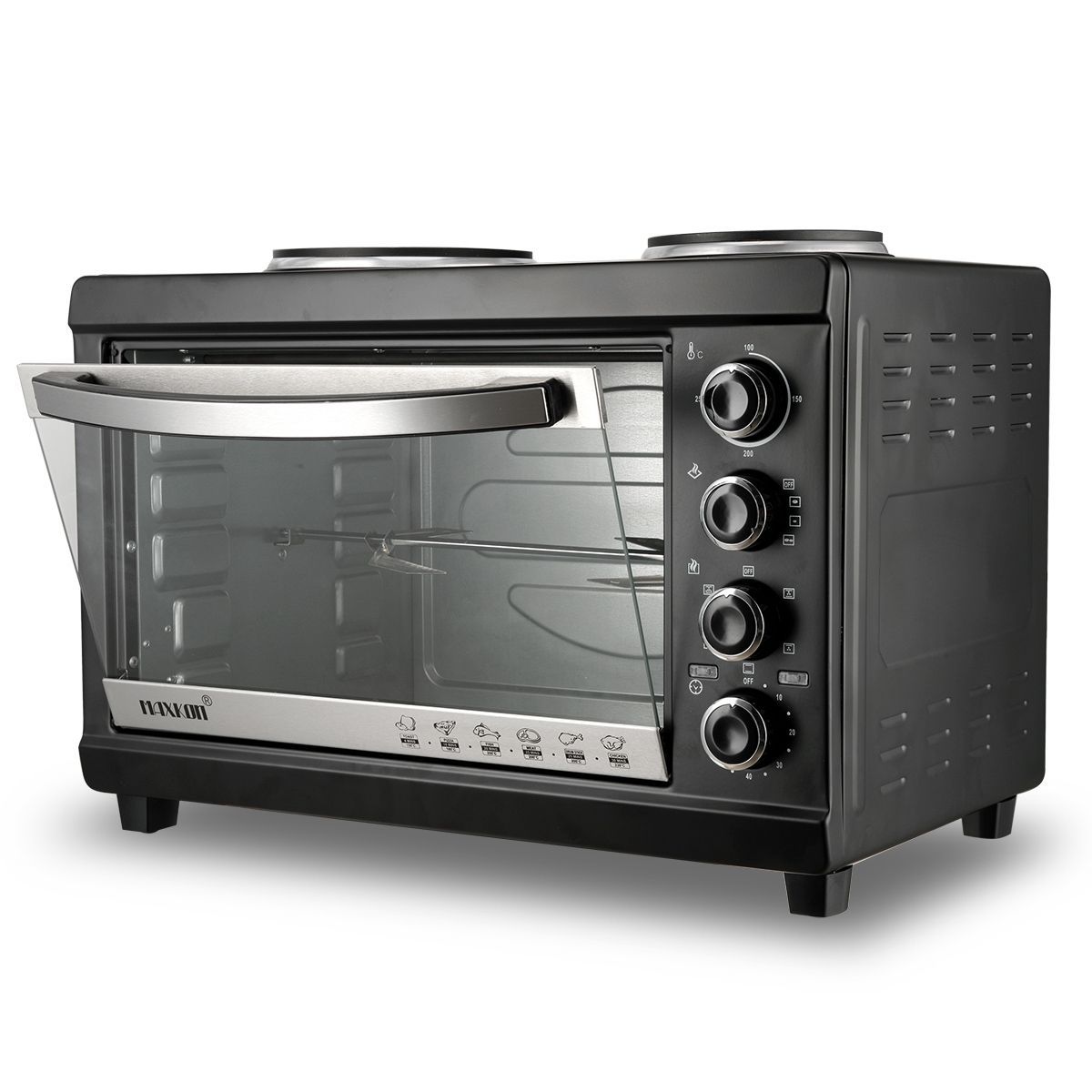 45L Electric Benchtop Convection Oven Toaster Cooker With Hotplates & Rotisserie Crazy Sales