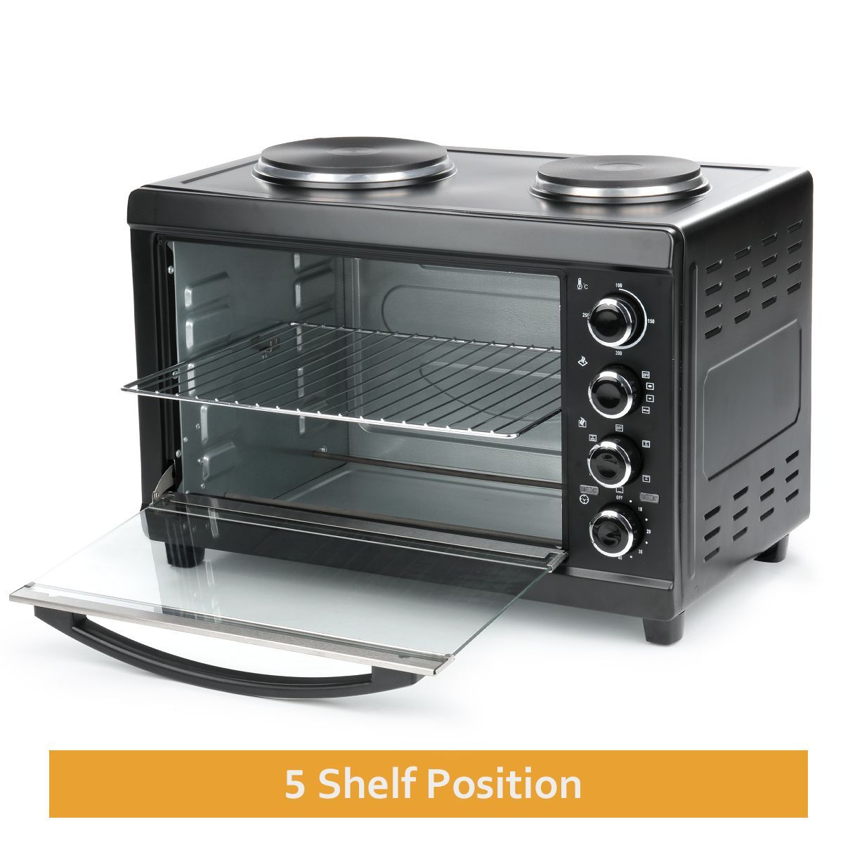 45L Electric Benchtop Convection Oven Toaster Cooker With Hotplates