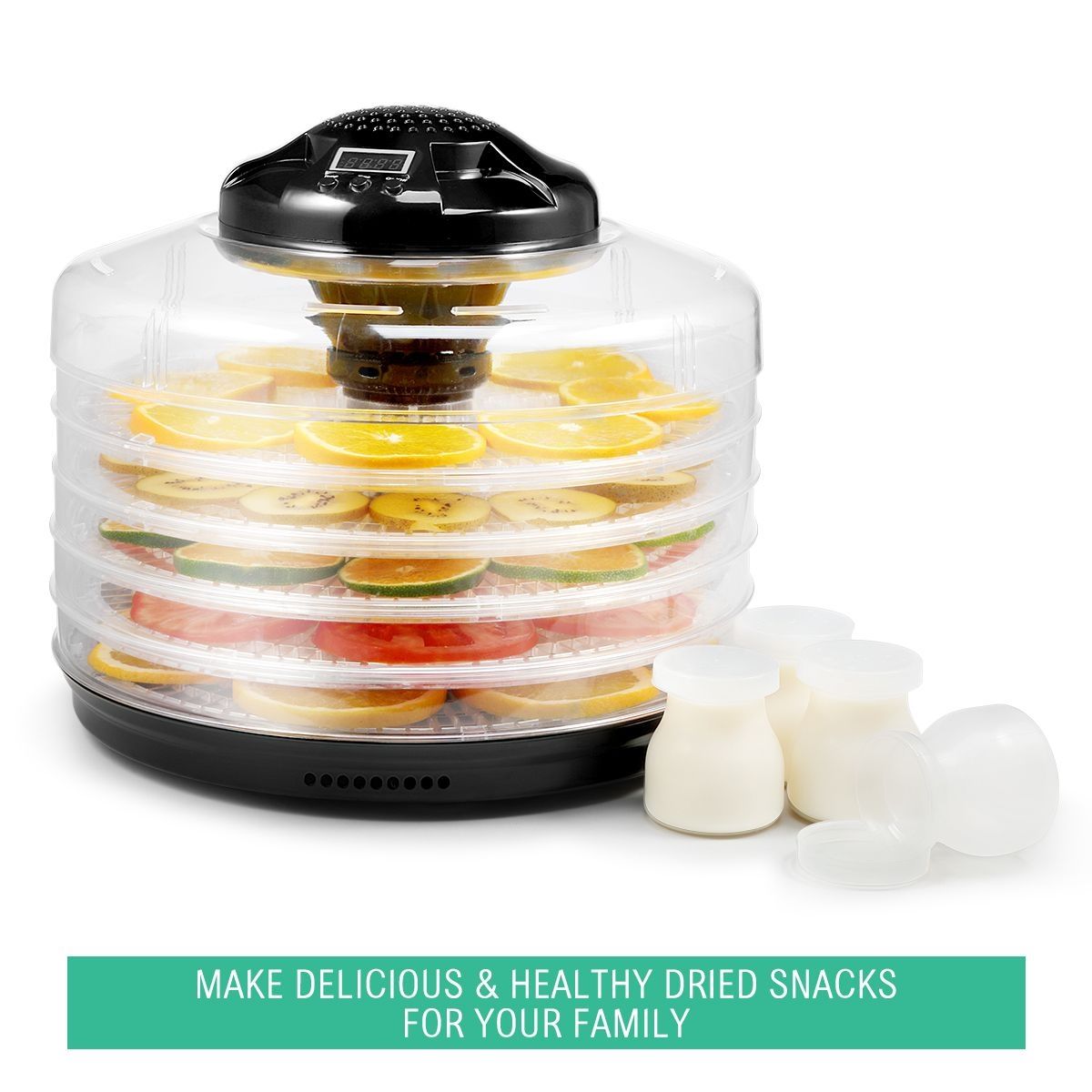 Maxkon 2IN 1 Food Dehydrator Fruit Jerky Dryer Yogurt Maker Black5