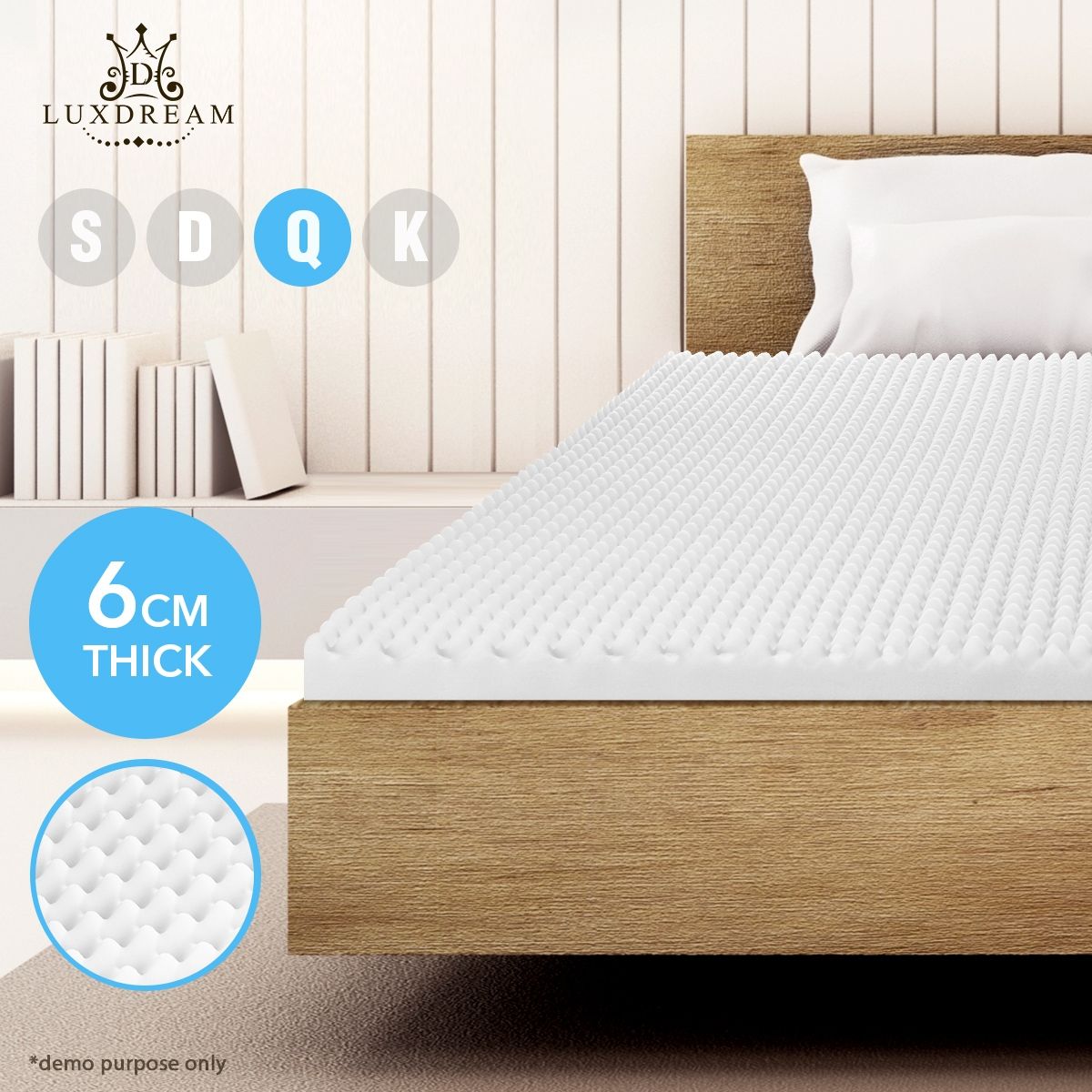 6 CM Queen Size Egg Crate Foam Mattress Topper Underlay Protector