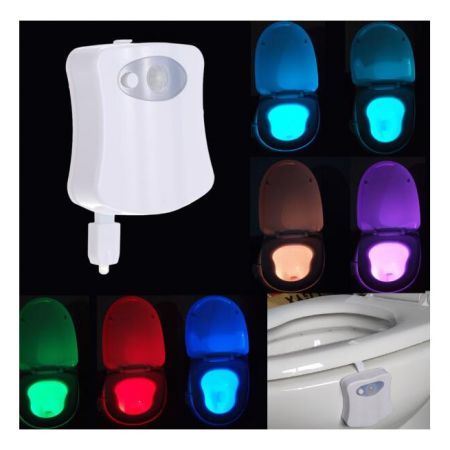 8 Colors LED Toilet Nightlight Motion Activated Light Sensitive Dusk to Dawn Battery-operated Lamp