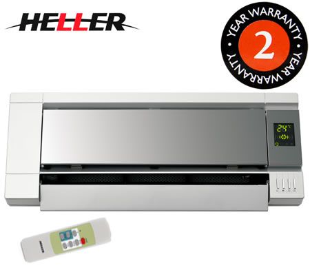 Heller 2000W Ceramic Electric Wall Heater with Remote Control & Timer - Silver