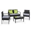 Gardeon Outdoor Sofa Set Wicker Lounge Setting Table and Chairs Patio Furniture