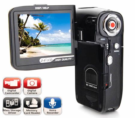 HD High Definition 720p 8.0MP Megapixel Digital Camcorder Video Recorder / 2.4" TFT Screen / 4x Digital Zoom - Black