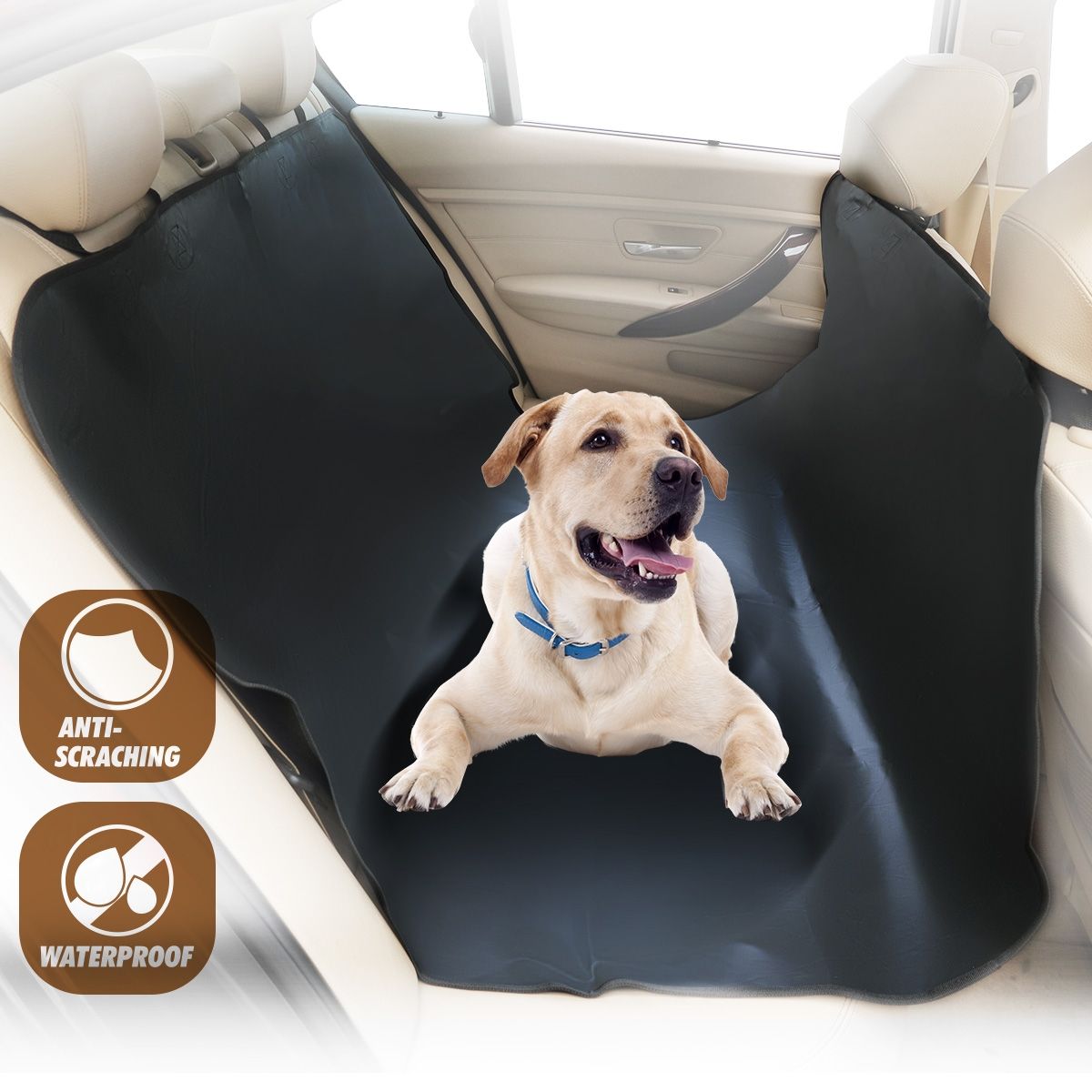 Waterproof Pet Hammock Back Seat CoverBlack