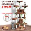 Cat Scratching Tree Condo Climbing Scratcher Posts Poles Tower Modern Pet Play House Furniture Multi Levels 2.1m Tall Brown