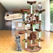 Cat Scratching Tree Condo Climbing Scratcher Posts Poles Tower Modern Pet Play House Furniture Multi Levels 2.1m Tall Brown