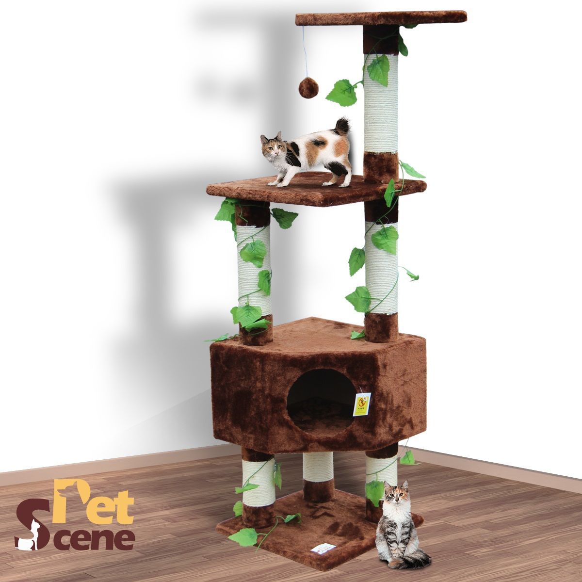 135cm Cat Gym Scratching Post Tree Medium-Brown