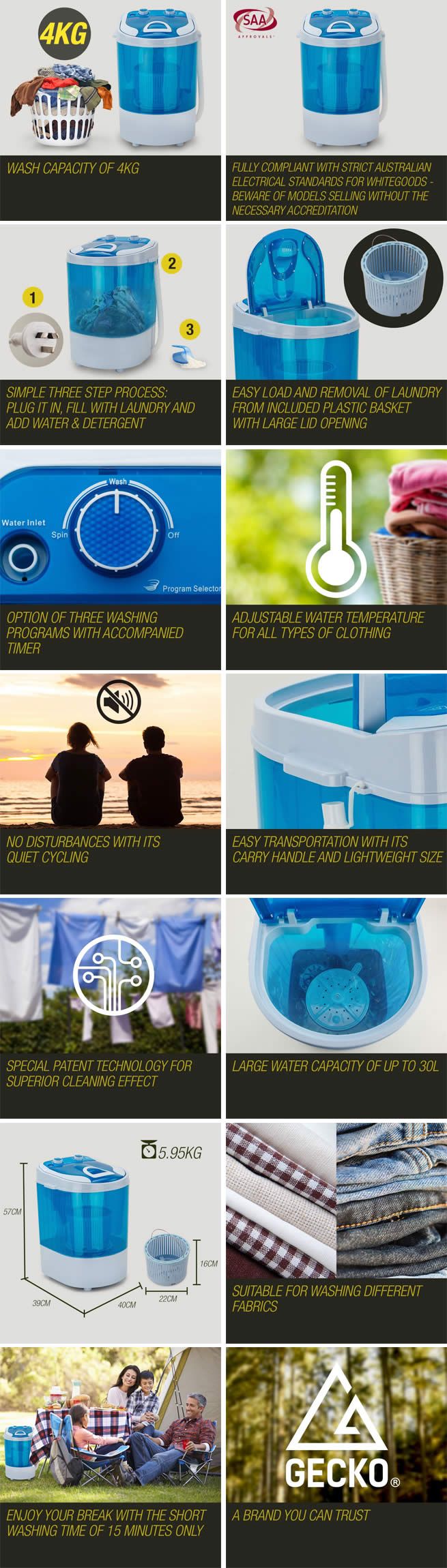 Gecko 4kg Portable Washing Machine Crazy Sales