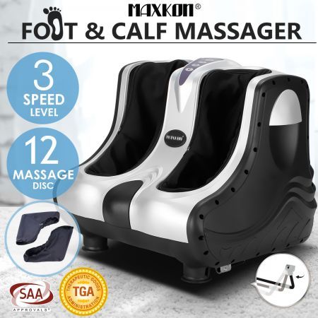 3D Shiatsu Foot Ankle Calf Massager Silver - 4 Motors