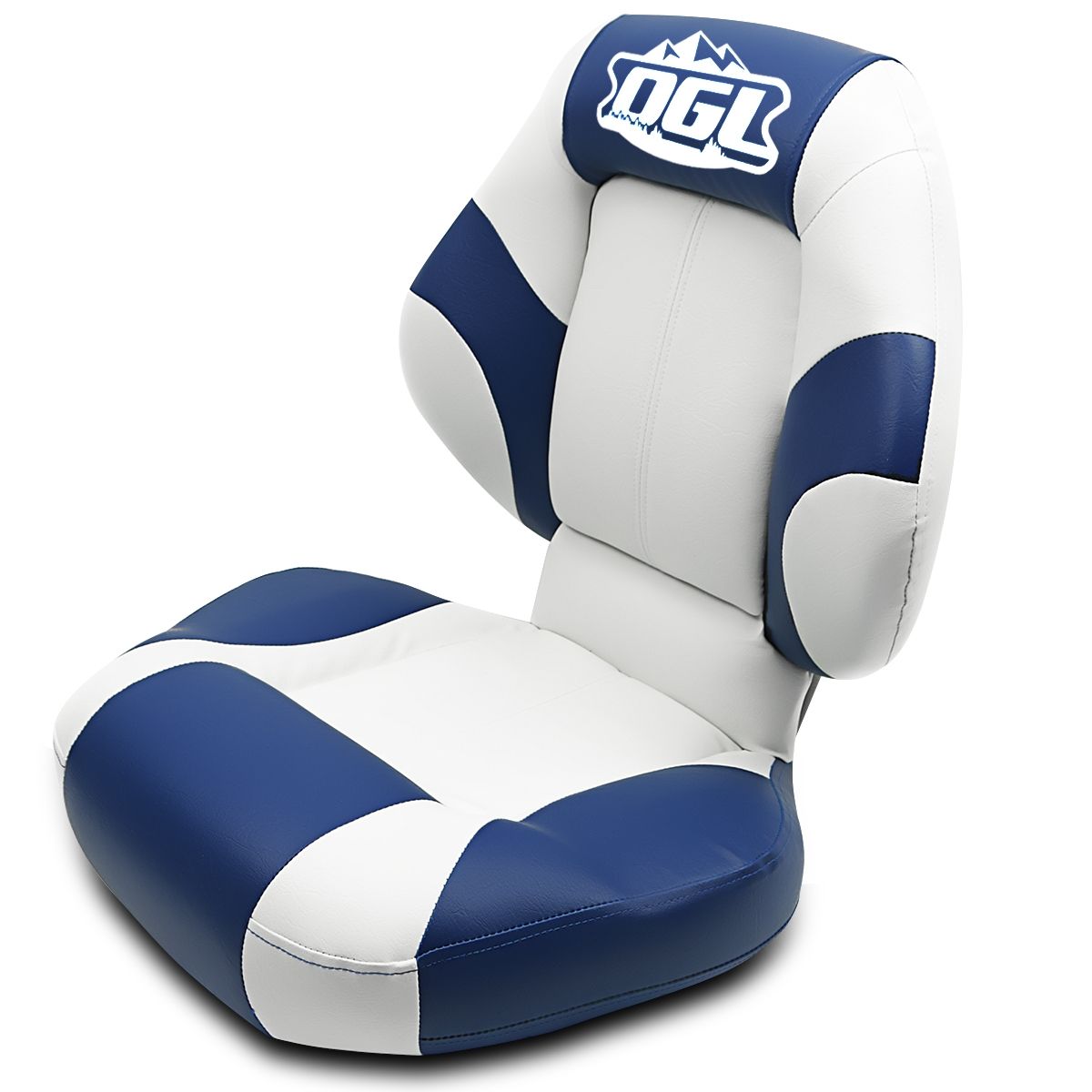 Premium Boat Seat Folding & Swivel w/ White Blue Crazy Sales