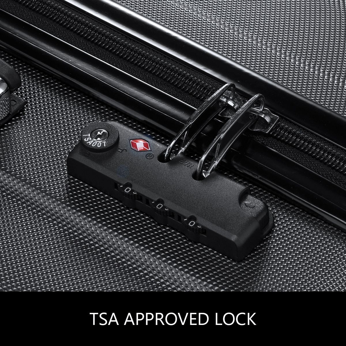 2Pc Hard Shell Luggage Suitcase Set-Black With TSA Lock | Crazy Sales