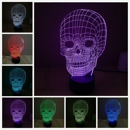 3D Lllusion Skull Light LED Lamp With 7 Color Light