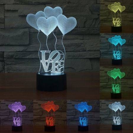 Four LOVE3D colorful acrylic visual perspective of Mood Lamp