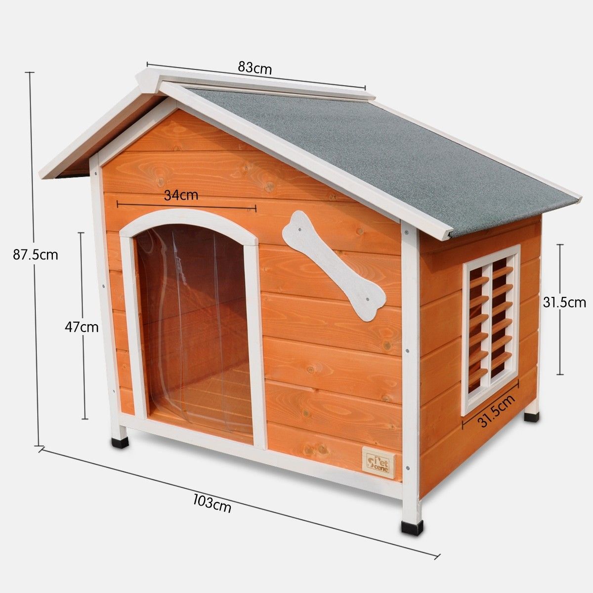 XL Wooden Dog House with Flip Open Hinged Roof and Side Window | Crazy ...