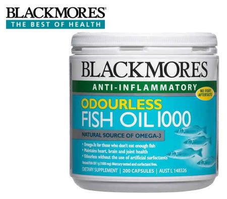 Blackmores Anti-Inflammatory Odourless Fish Oil 1000mg 200 Capsules - Natural Source of Omega-3
