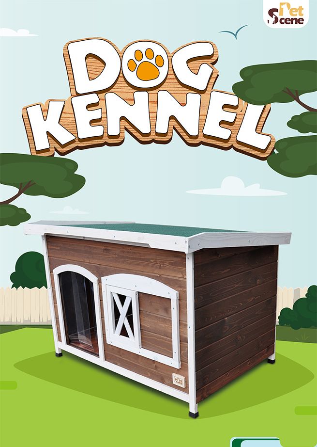 Extra Large Flat Roof Wooden Dog House Kennel Crazy Sales