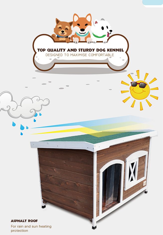 XXL Flat Roof Pet Dog Timber House Wooden Kennel Home Box ...