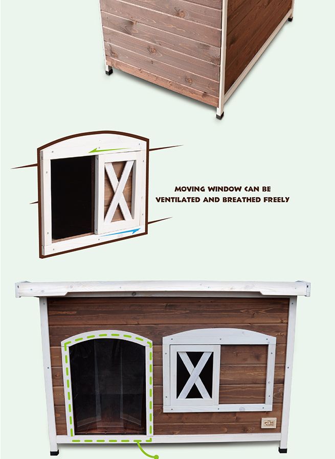 Extra Large Flat Roof Wooden Dog House Kennel Crazy Sales