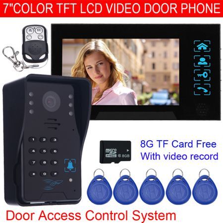 HD entrance guard one cable doorbell 7 inch visual landing-answer infrared night vision remote control - 1 outdoor with 1 indoor machine