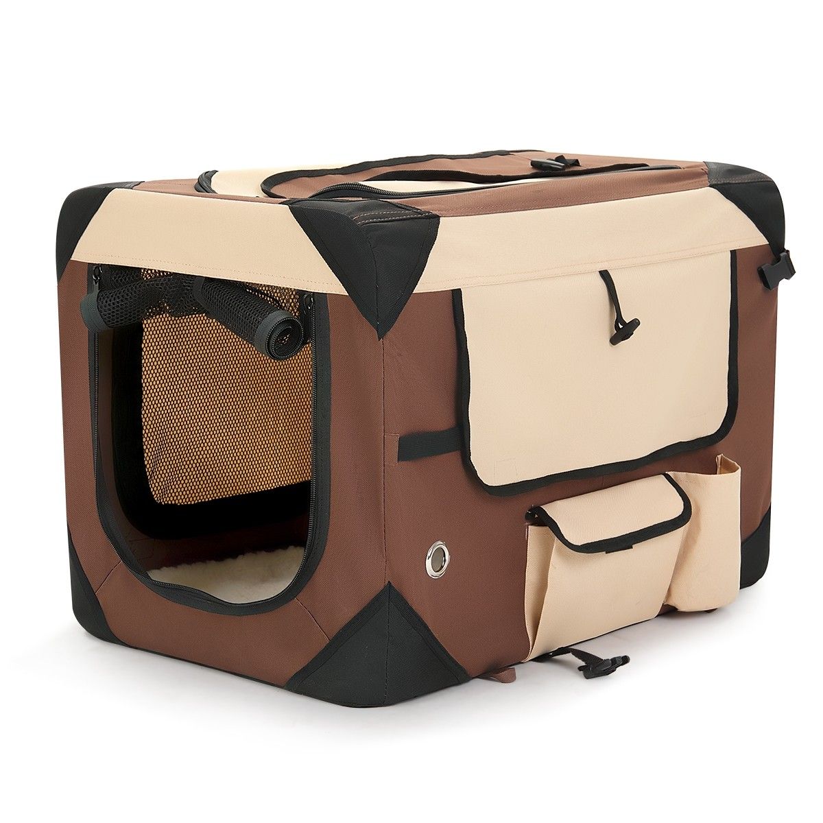 Portable Foldable Soft Dog CrateMediumBrown Crazy Sales