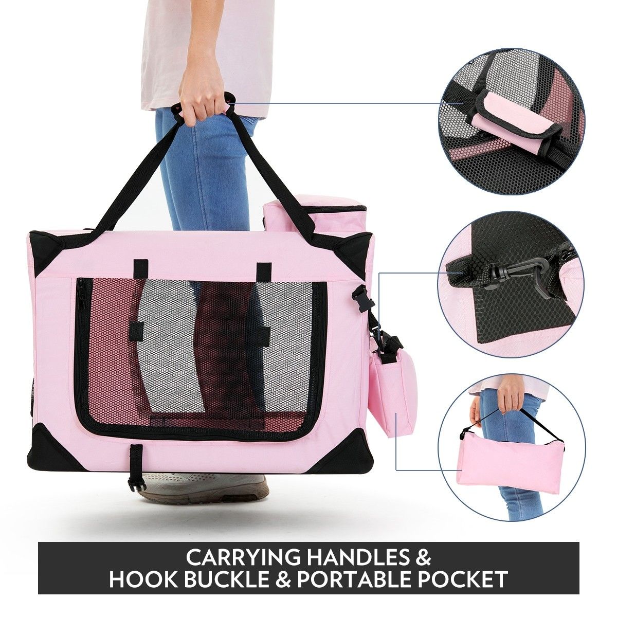 Portable Foldable Soft Dog CrateMediumPink Crazy Sales