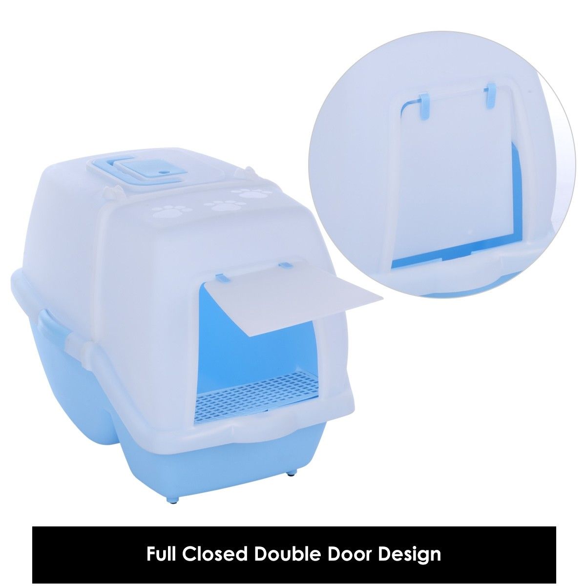 2 in 1 Large Hooded Cat Litter Tray with Flap Door Crazy Sales