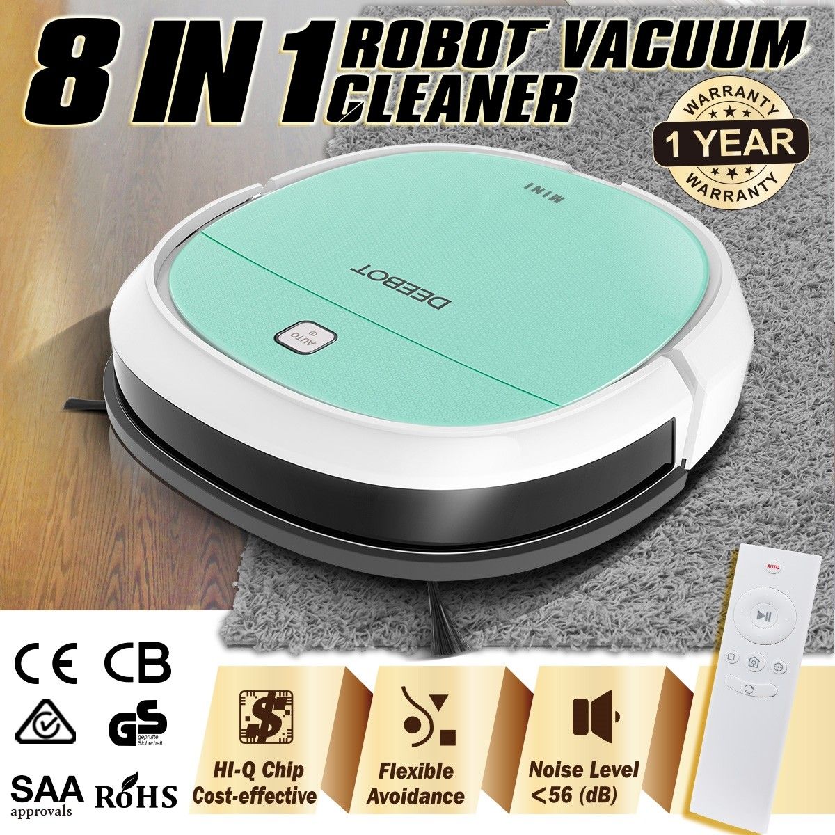 MINI 8 IN 1 Smart Motion DEEBOT Robot Vacuum Cleaner | Crazy Sales