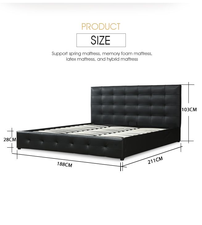 LUXDREAM King Size Bed Frame Gas Lift Storage PU Leather Modern Sturdy