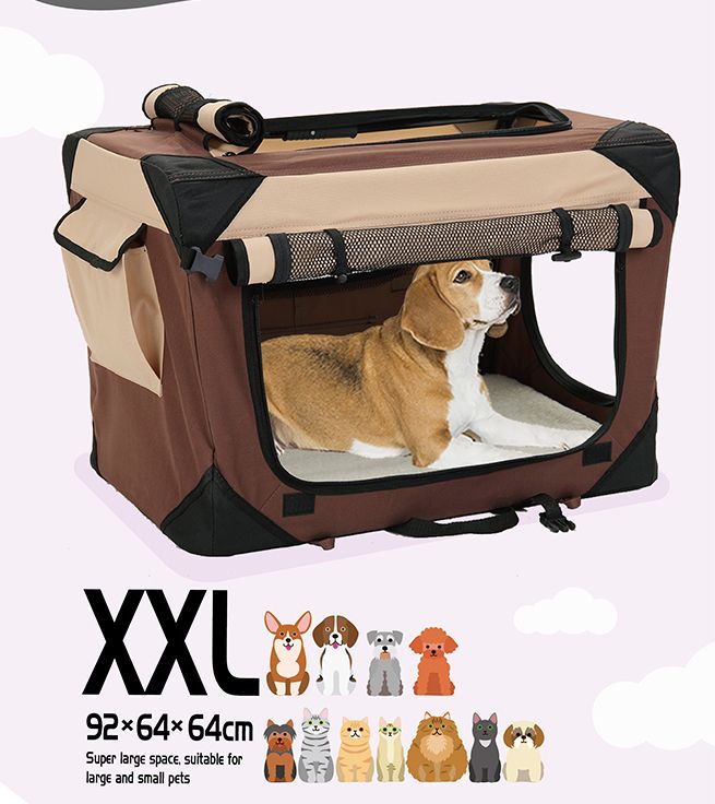 Portable Foldable Soft Dog CrateXXLBrown Crazy Sales