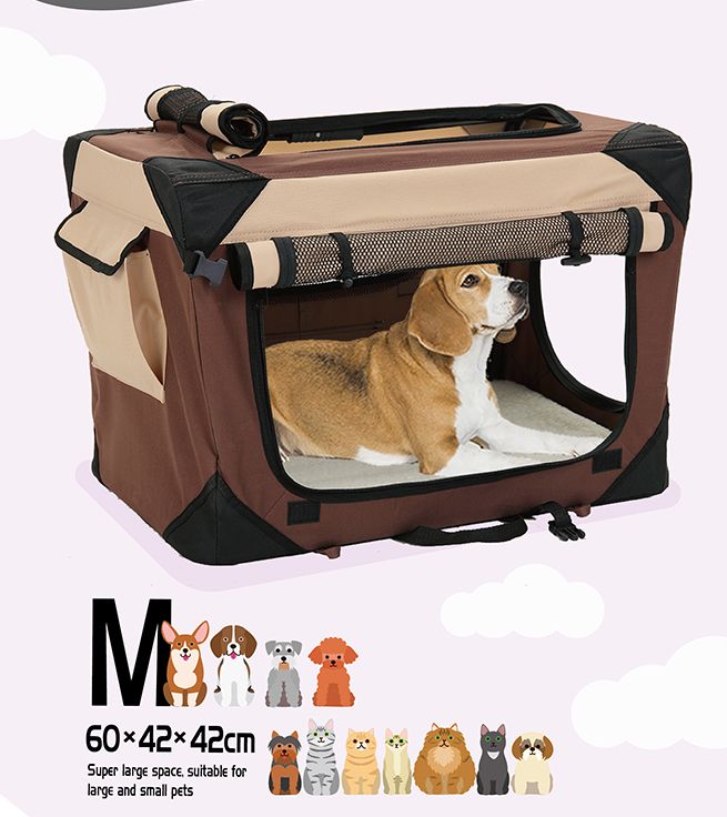 Portable Foldable Soft Dog CrateMediumBrown Crazy Sales