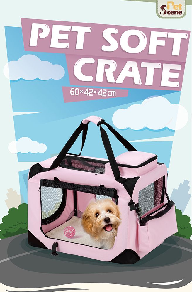 Picture of Portable Foldable Soft Dog Crate-Medium-Pink | Crazy Sales
