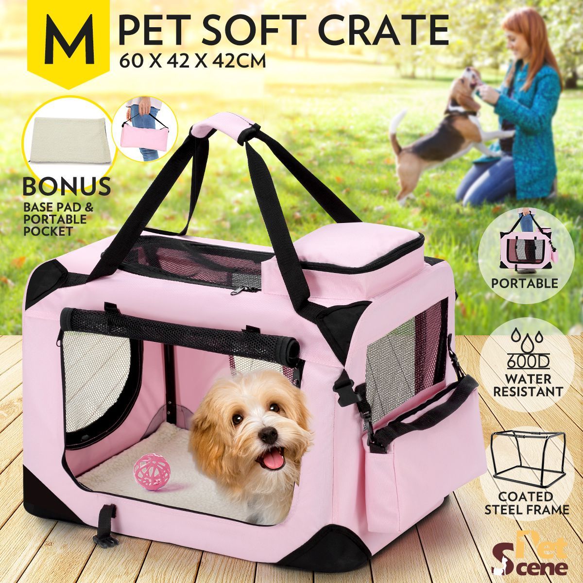 Portable Foldable Soft Dog CrateMediumPink Crazy Sales