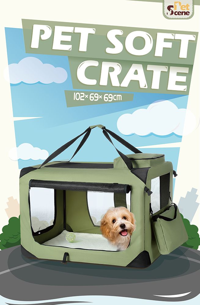 Portable Foldable Soft Dog Crate3XLArmy Green Crazy Sales
