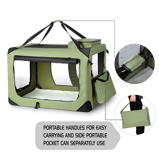 Portable Foldable Soft Dog Crate-3XL-Army Green | Crazy Sales