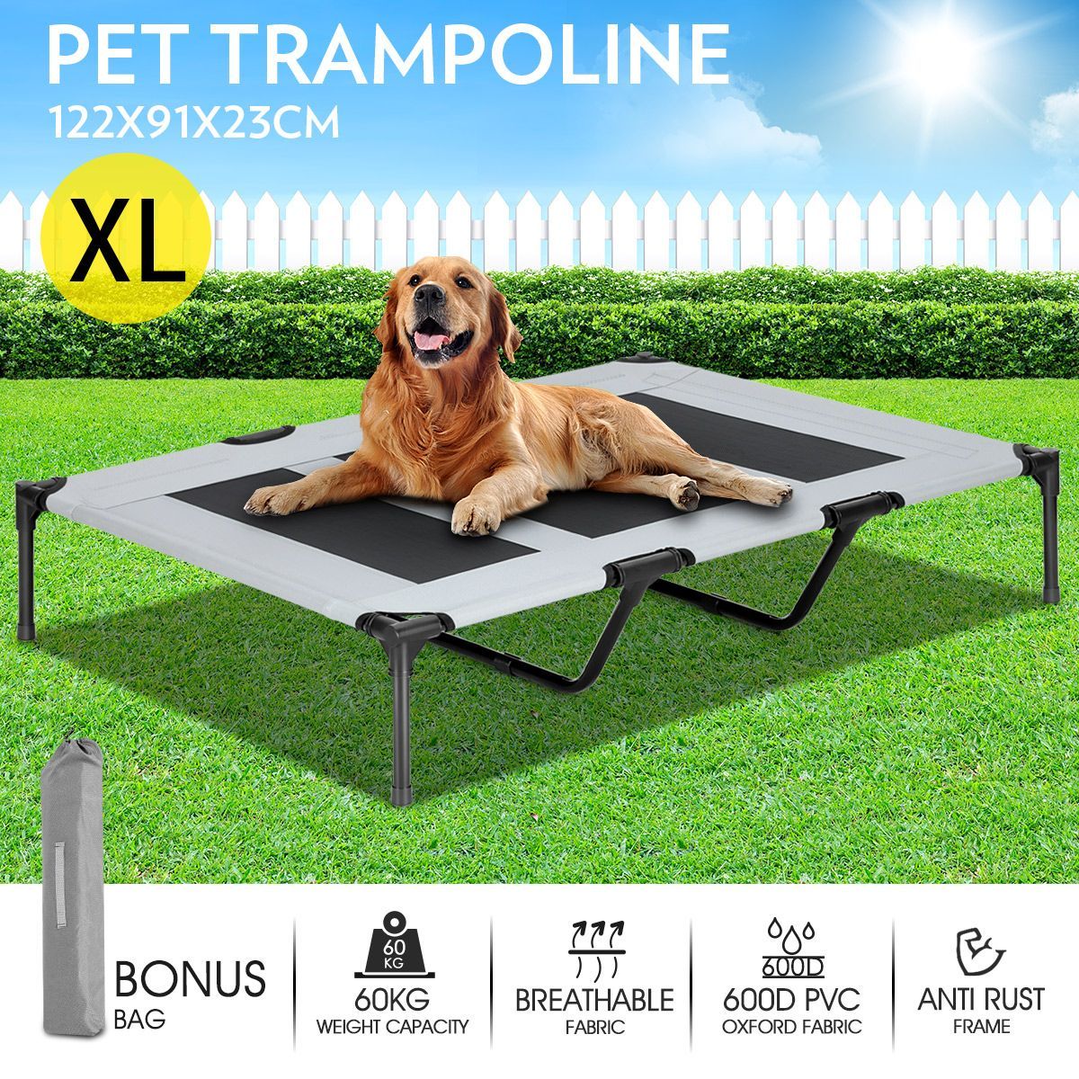 Pet Dog Bed Raised Trampoline Puppy Cat Hammock Cot Sleeping Camping XL
