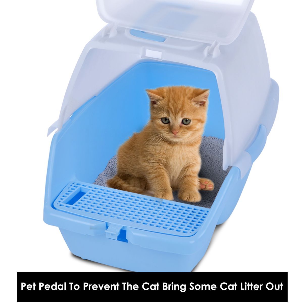 2 in 1 Large Hooded Cat Litter Tray with Flap Door Crazy Sales
