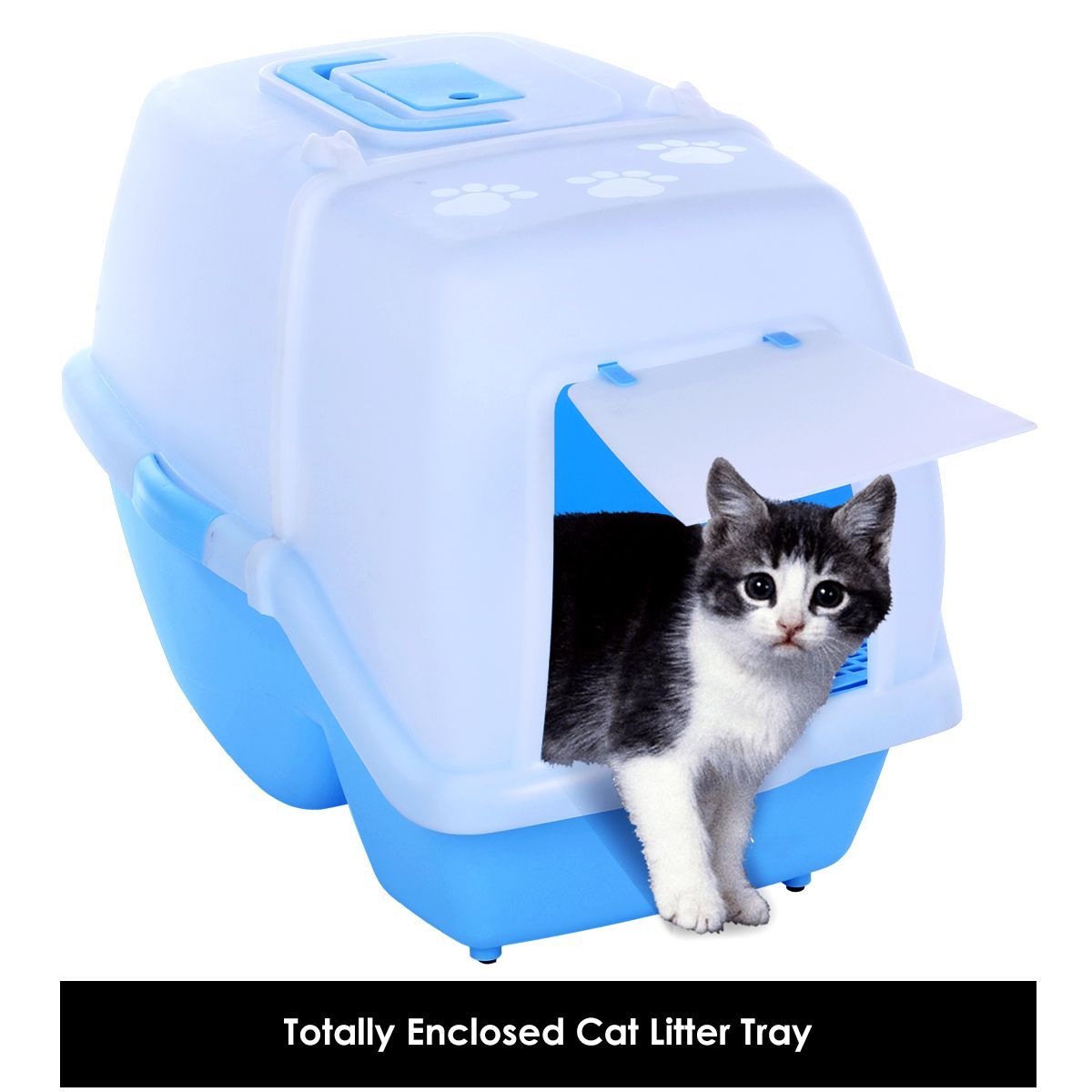 2 in 1 Large Hooded Cat Litter Tray with Flap Door Crazy Sales