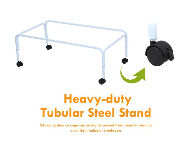 100cm Pet Mobile Safety Pen House Metal Cage W Stand and Water Bottle