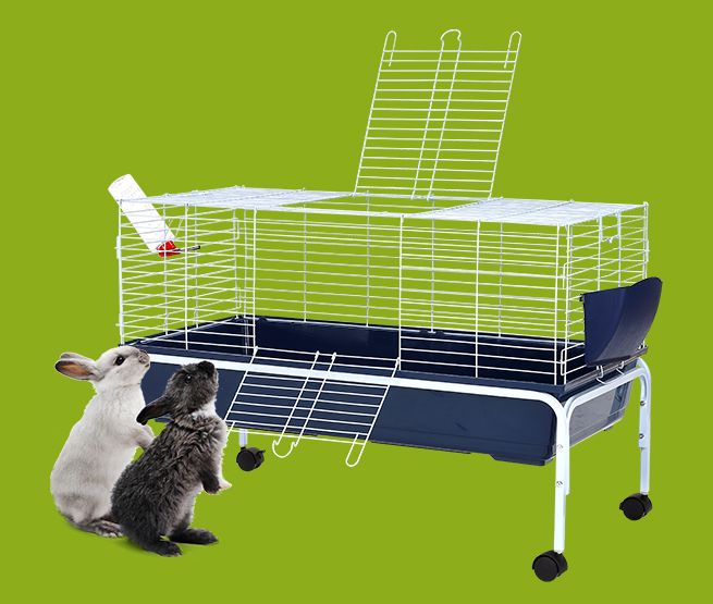 100cm Pet Mobile Safety Pen House Metal Cage W Stand and Water Bottle
