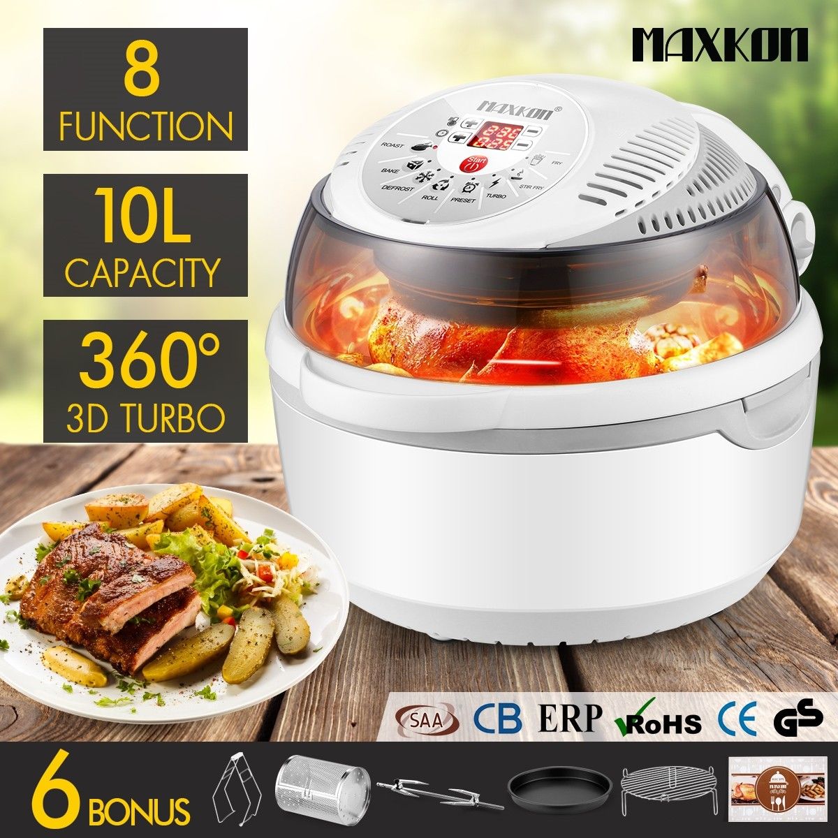 8in1 Multi Function Air Fryer Turbo Convection Oven Cooker-Gray