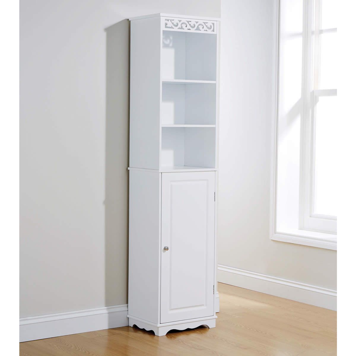 Lure Tall Cupboard Display Storage Shelf White Crazy Sales