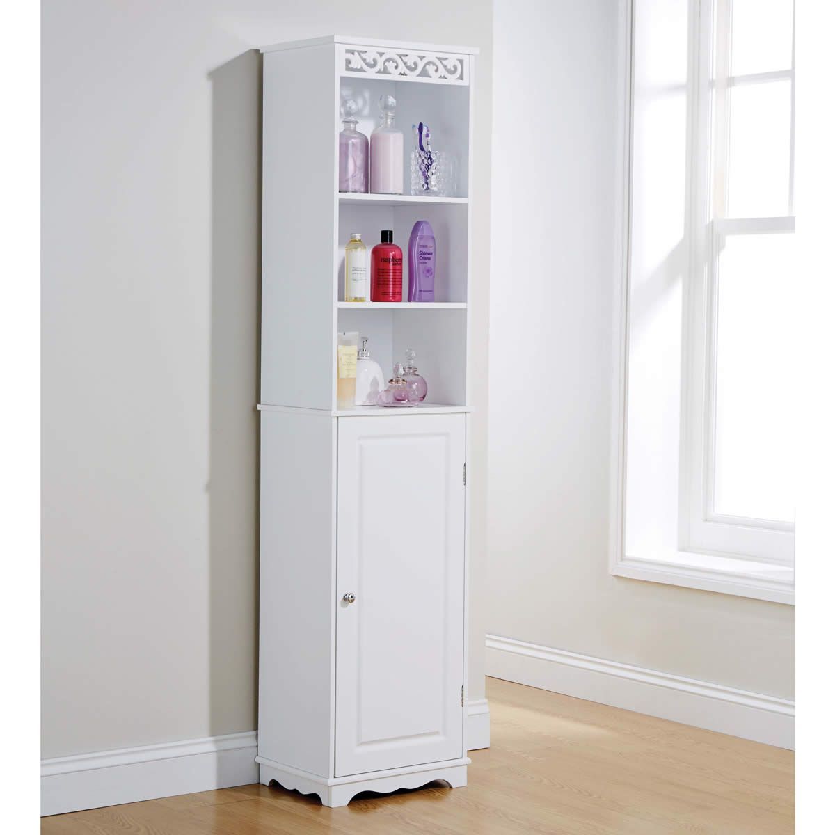 Lure Tall Cupboard Display Storage Shelf White Crazy Sales