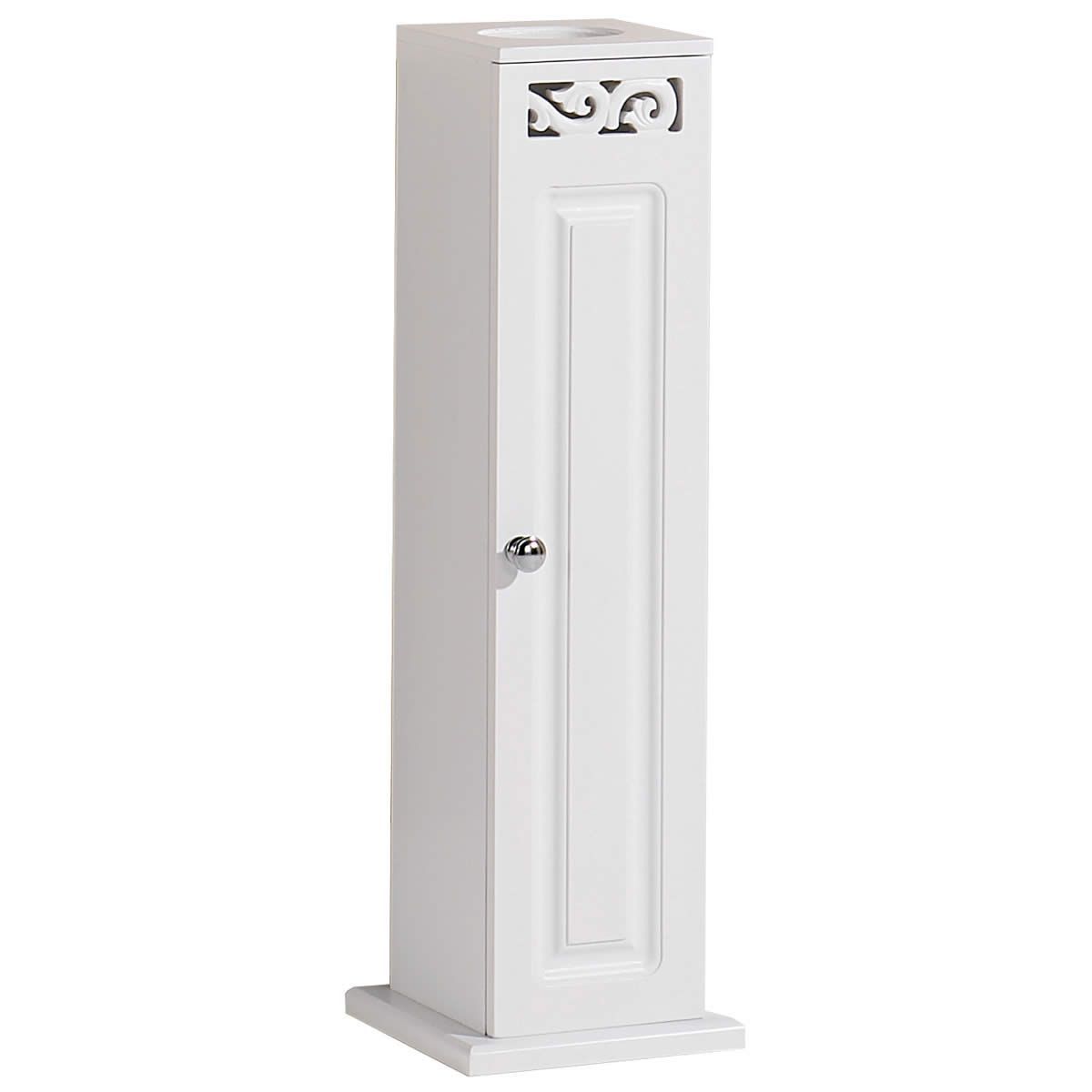 Lure Free Standing Storage Wooden Bathroom Toilet Roll Cupboard White