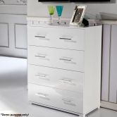 High Gloss White 4 Drawer Tallboy