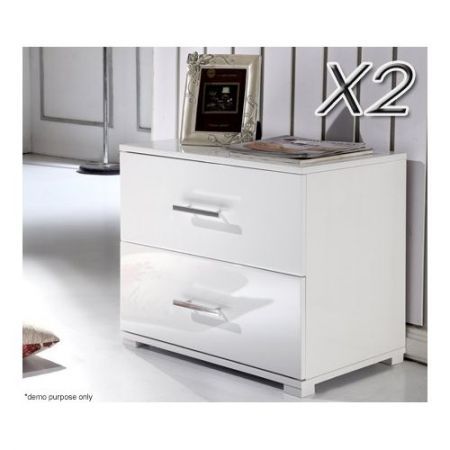 Set of 2 White Nightstands