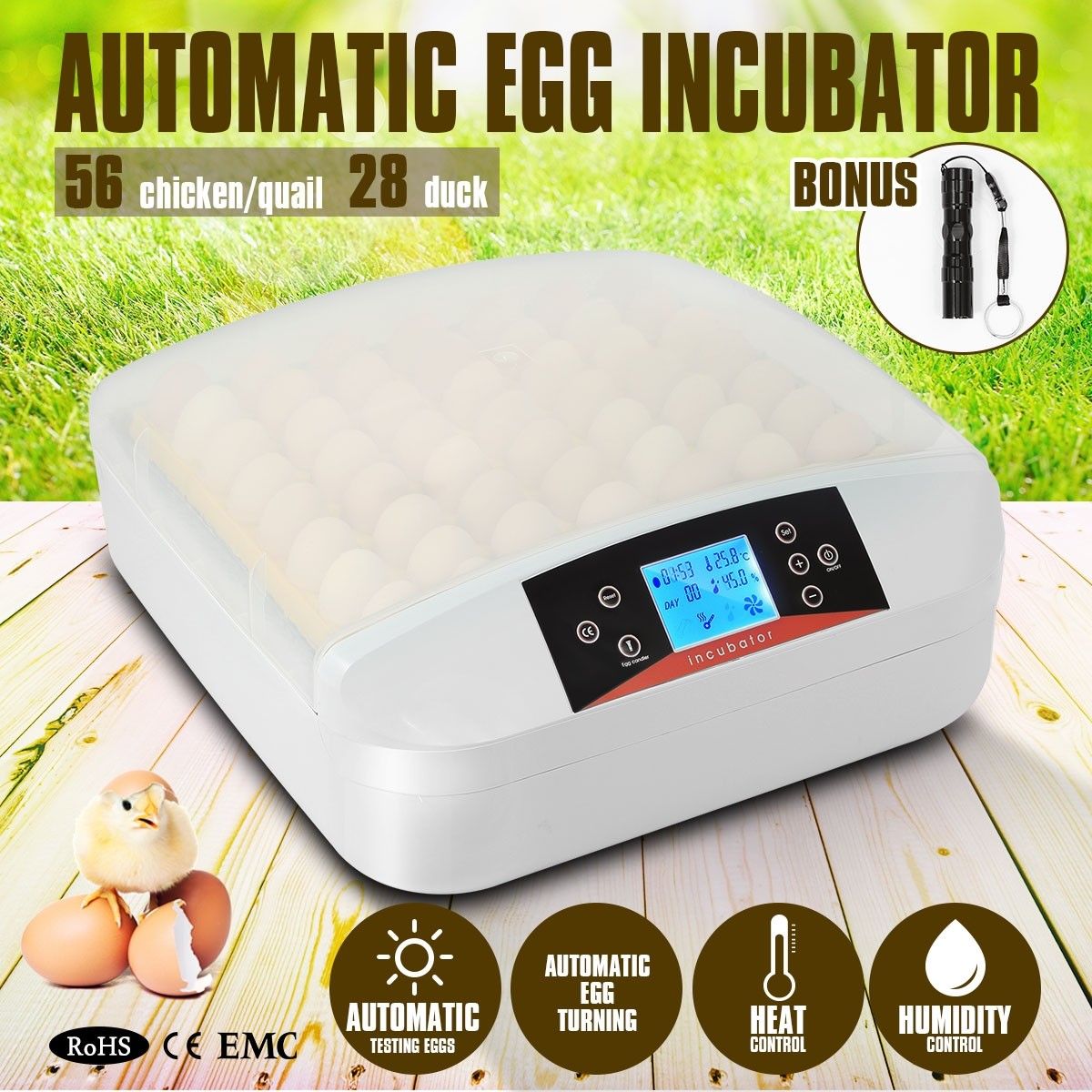 Clear View Automatic Egg Incubator with Intelligent PID Control